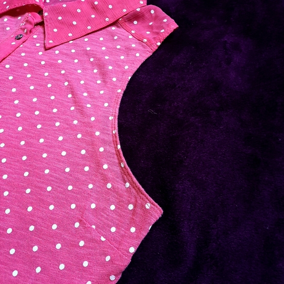 Aéropostale M Pink Polkadot Buttoned Sleeveless Blouse - Picture 4 of 7